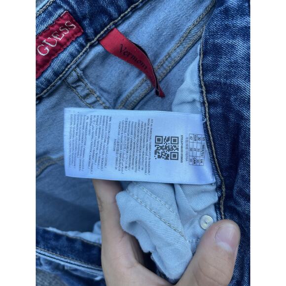 Guess Jeans Mens 30 Blue Vermont Slim Denim Medium Wash 5-Pocket Zip - Picture 10 of 13